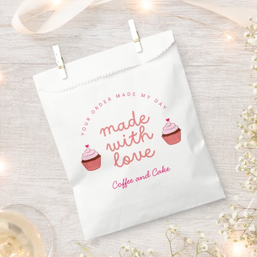 Sachets En Papier Gâteau et café faits avec amour Cupcake (Coupé)