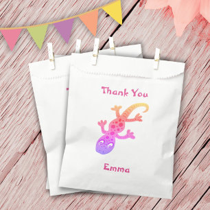 Sachets En Papier Gecko Rose Cute Lizard Fille Merci d'anniversaire