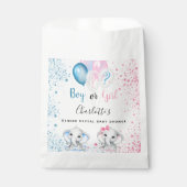 Sachets En Papier Genre révéler baby shower bleu rose éléphants (Devant)
