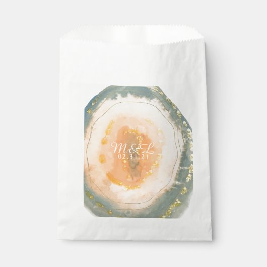 Sachets En Papier Géodes de corail d'agate aquarelle Mariage (Devant)