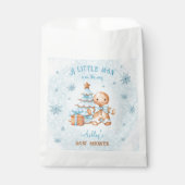 Sachets En Papier Gingerbread Man Boy Blue Christmas Baby Shower (Devant)