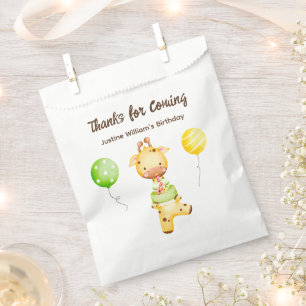 Sachets En Papier Girafe Bébé mignonne avec gâteau, Merci Party
