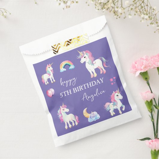 Sachets En Papier Girl Purple Unicorn Anniversaire (Scellé)