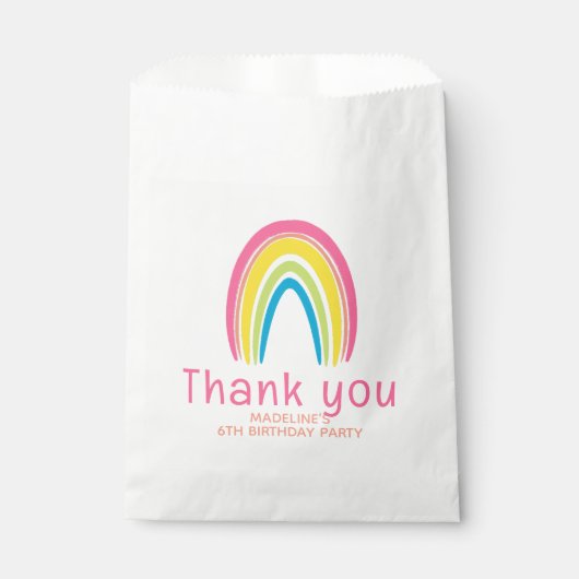 Sachets En Papier Girls Pink Rainbow Birthday Thank You Favor (Devant)