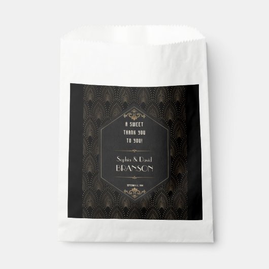 Sachets En Papier Glam Gold Black Great Gatsby Mariage MERCI (Devant)