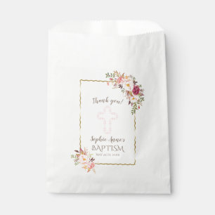 Sachets En Papier Glam Gold Blush Floral Baptism Merci