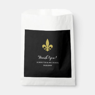 Sachets En Papier Glam Gold Fleur de Lis pour Mariage sur Black