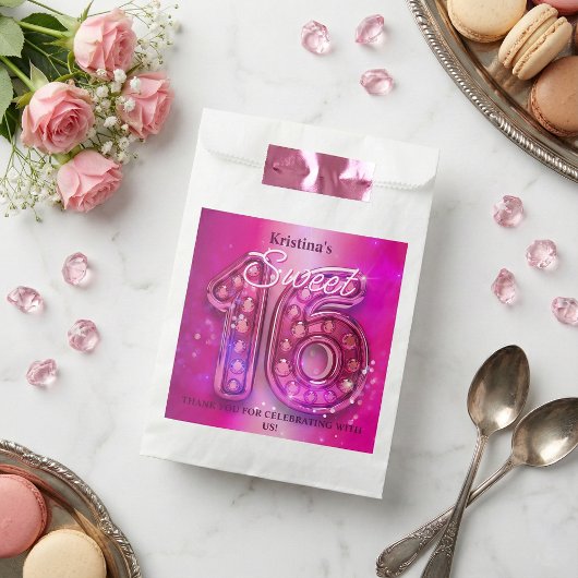 Sachets En Papier Glam Hot Pink Diamonds Sparkle Sweet 16