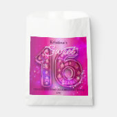 Sachets En Papier Glam Hot Pink Diamonds Sparkle Sweet 16 (Devant)