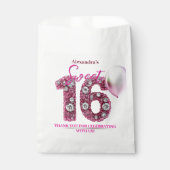 Sachets En Papier Glam Pink Diamonds & Silver Balloon Sweet 16 (Devant)