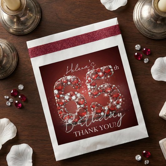 Sachets En Papier Glam Ruby Red Diamonds Elegant 65th Birthday Party
