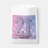 Sachets En Papier Glam Silver Diamond Sparkle Pink 21st Birthday (Devant)