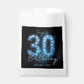 Sachets En Papier Glamorous Teal Blue Black Diamond 30th Birthday (Devant)