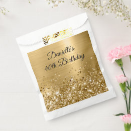 Sachets En Papier Glittery Gold Foil 40e anniversaire