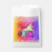 Sachets En Papier Glittery Rainbow Unicorn Anniversaire Personnalisé (Devant)