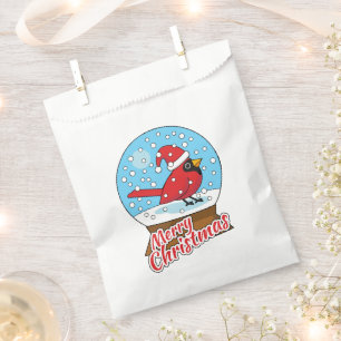 Sachets En Papier Globe des neiges avec cardinal rouge mignon
