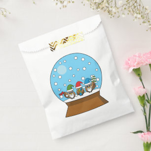 Sachets En Papier Globe des neiges avec trois Chouettes Gnomes