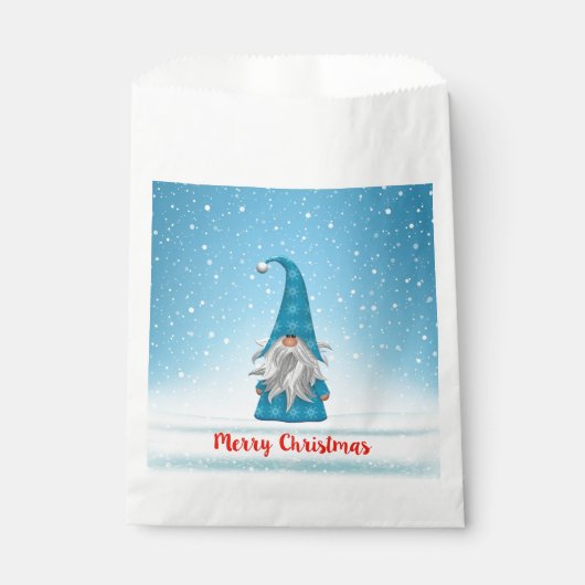 Sachets En Papier Gnome bleu sur neige (Devant)