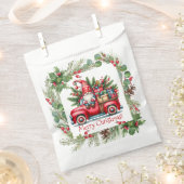Sachets En Papier Gnome en Camion Rouge rempli de cadeaux (Coupé)
