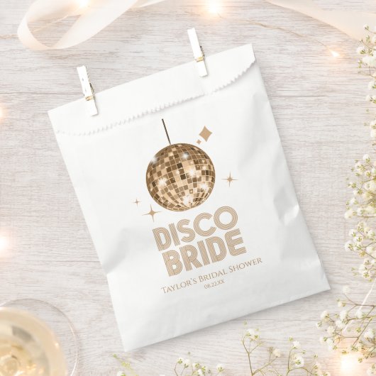 Sachets En Papier Gold Disco Ball Disco Bride Fête des mariées (Coupé)