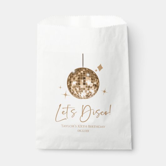 Sachets En Papier Gold Disco Ball Let's Disco Anniversaire (Devant)