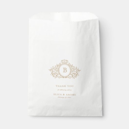 Sachets En Papier Gold Elegant Mariage Monogramme Favor Sac (Devant)