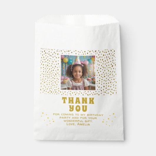 Sachets En Papier Gold Faux Parties scintillant Anniversaire fille M (Devant)