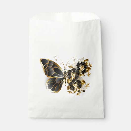 Sachets En Papier Gold flower Butterfly with Black Orchid (Devant)
