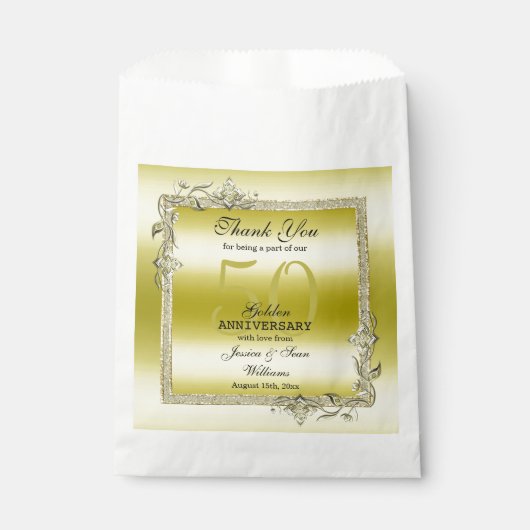 Sachets En Papier Gold Gem & Parties scintillant 50e Anniversaire du (Devant)