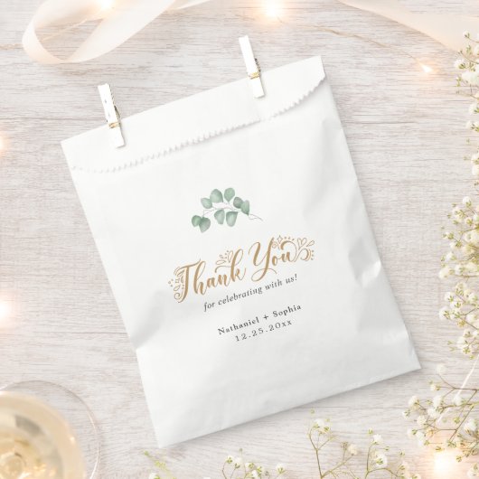 Sachets En Papier Gold Greenery Merci mariage Favor sac (Coupé)