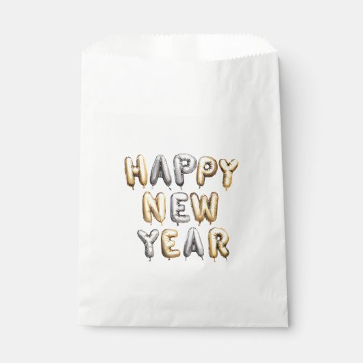 Sachets En Papier Gold Grey Happy New Year (Devant)