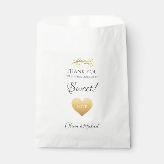 Sachets En Papier Gold Heart Make Day Sweet Mariage (Devant)