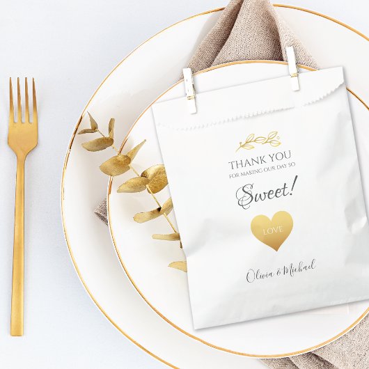 Sachets En Papier Gold Heart Make Day Sweet Mariage
