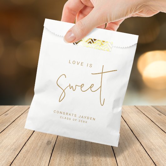 Sachets En Papier Gold Modern Script Love is Sweet Graduation