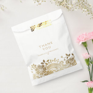 Sachets En Papier Gold noir élégant vintage dentelle mariage