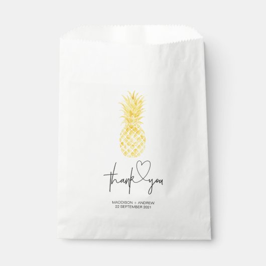 Sachets En Papier Gold Pineapple Beach Mariage Merci Favor (Devant)