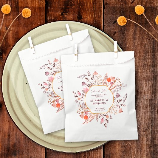 Sachets En Papier Gold Rustic Boho Chic Wildflower Wedding Thank You