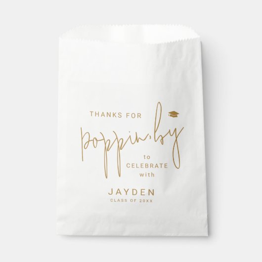 Sachets En Papier Gold Script Merci pour Popping par Graduation (Devant)