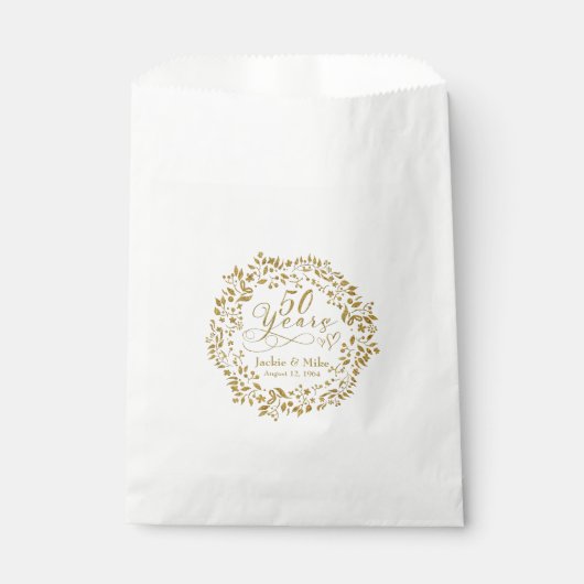 Sachets En Papier Gold Wreath 50 ans 50e anniversaire de Mariage (Devant)