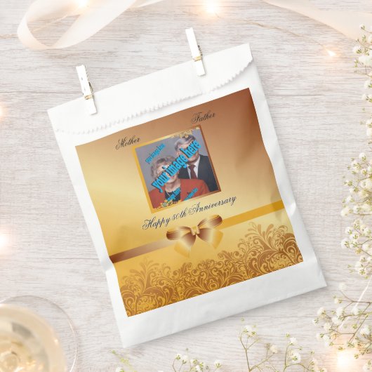 Sachets En Papier Golden 50th Anniversary Mariage Modèle photo (Coupé)