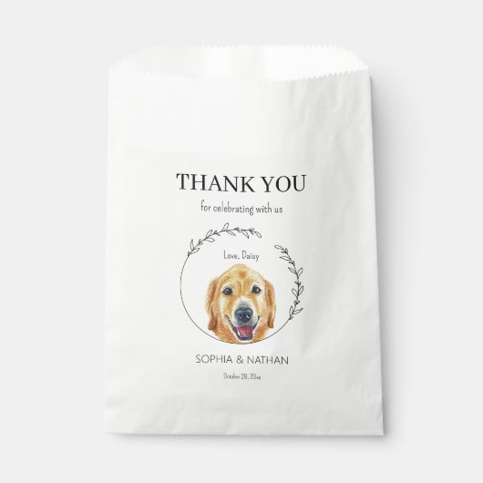 Sachets En Papier Golden Retriever Chien Mariage Merci Favoriser Sac (Devant)