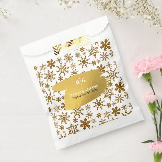 Sachets En Papier Golden Snowflakes Festive Mariage de Noël (Scellé)