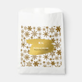 Sachets En Papier Golden Snowflakes Festive Mariage de Noël (Devant)