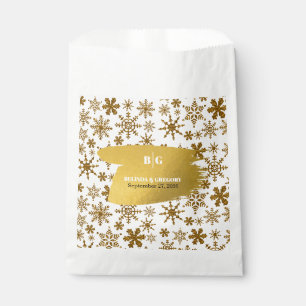 Sachets En Papier Golden Snowflakes Festive Mariage de Noël