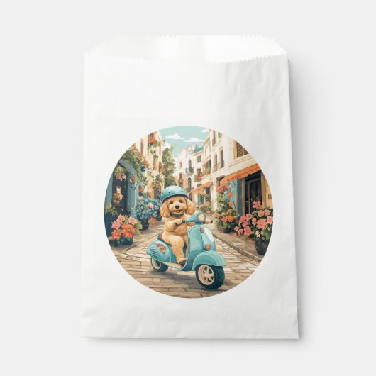 Sachets En Papier Goldendoodle Dog Riding Scooter European Streets (Devant)