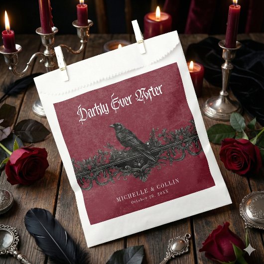 Sachets En Papier Gothic Black Raven Wine Darkly Ever After Wedding