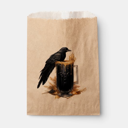 Sachets En Papier Gothic Crow Cocktail Éffrayant Halloween Kraft per (Devant)