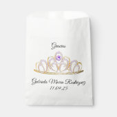 Sachets En Papier Gracias Quinceañera Gold Amethyst Tiara Favoriser  (Devant)