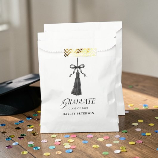 Sachets En Papier Graduate Black Bow Tassel Graduation Party
