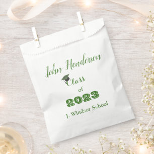 Sachets En Papier Graduation Green & White Classe de 2023